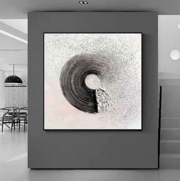 Impasto runder schwarzer Kreis von Palettenmesser Wandkunst Minimalismus Ölgemälde